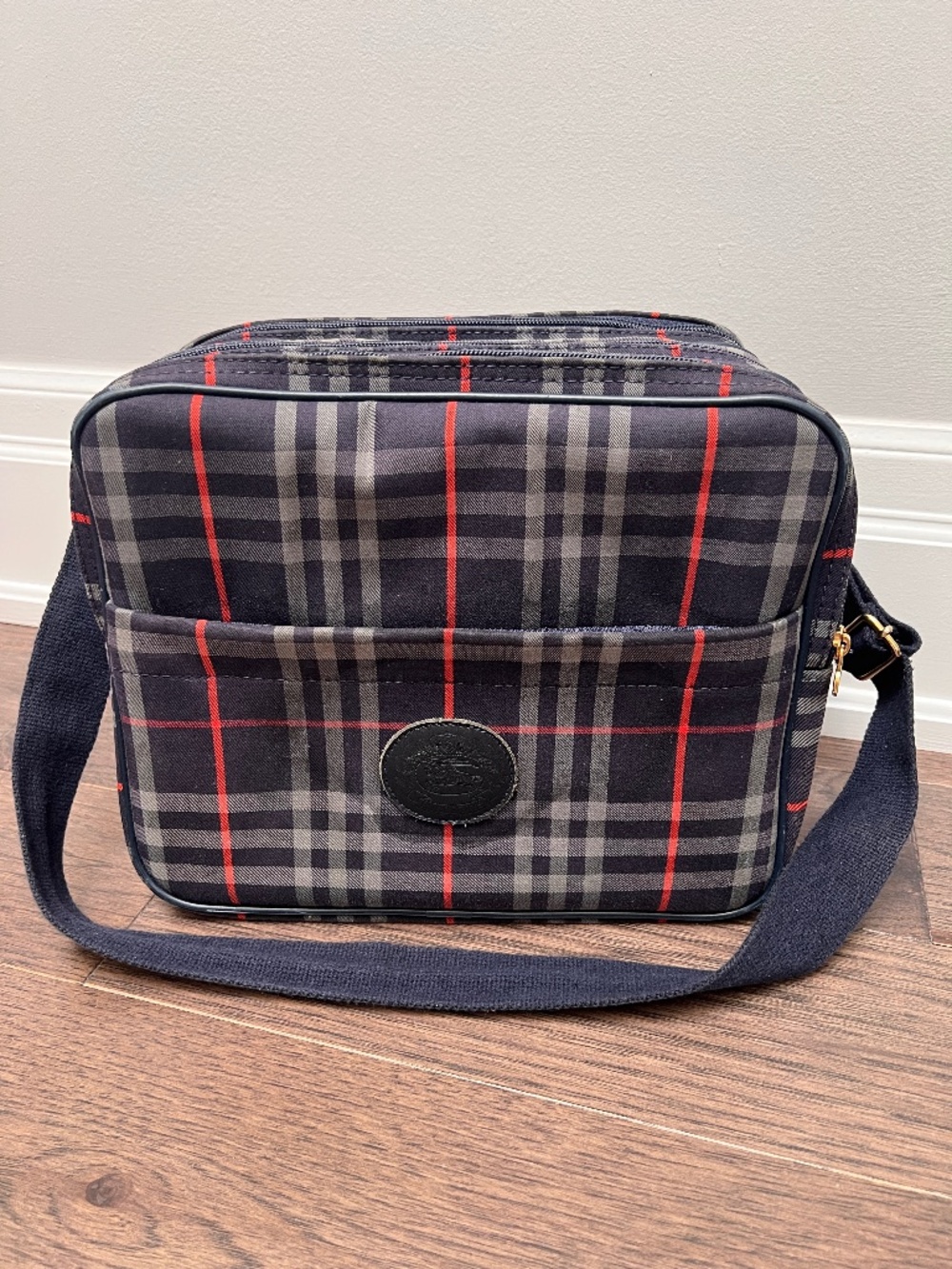 Vintage Burberrys Burberry travel utility bag blue check pattern